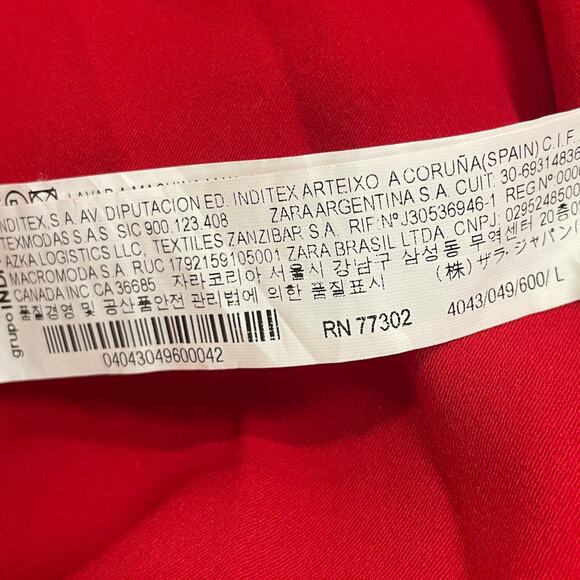 Women's Size Large Zara Woman Red Babydoll Long Sleeve Swing Dress 4043/049 - Picture 9 of 12